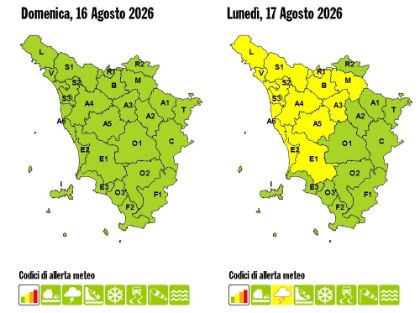 Allerta meteo, prorogata fino alla mezzanotte (23,59) di oggi 17 agosto