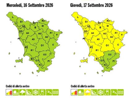 Allerta meteo per domani, giovedì 17 settembre