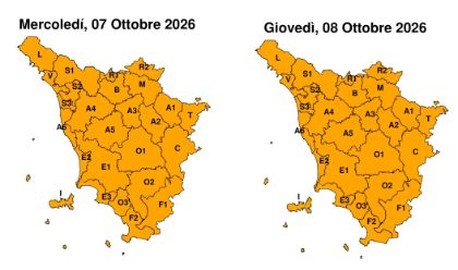 Due giorni di allerta meteo gialla e arancione