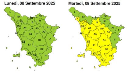 Allerta meteo di intensità gialla per la Toscana, scatta dalla mattinata di martedì 9 Allerta meteo di intensità gialla per la Toscana, scatta dalla mattinata di martedì 9