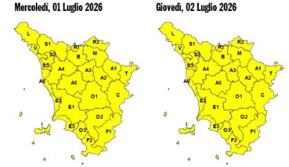 Estesa a tutta la giornata di giovedì 2 luglio l'allerta meteo in corso