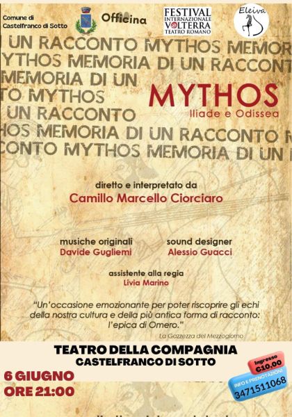 Al teatro della compagnia va in scena 'Mytos Iliade e Odissea', un viaggio nei due poemi omerici