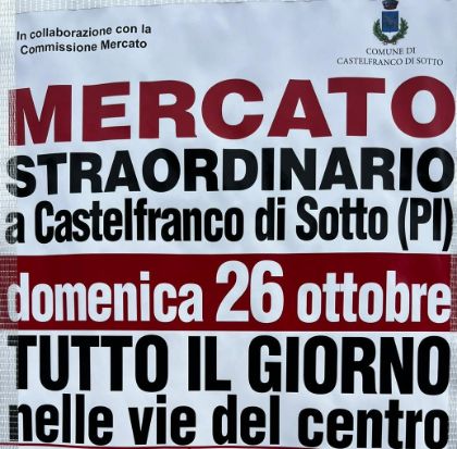 Domenica prossima torna il mercato straordinario a Castelfranco di Sotto Domenica prossima torna il mercato straordinario a Castelfranco di Sotto