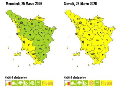 allerta meteo giovedì 26 marzo 2026