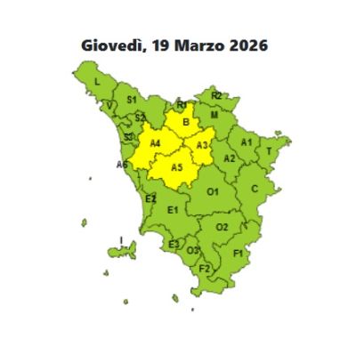 allerta gialla per vento giovedì 19 marzo 2026