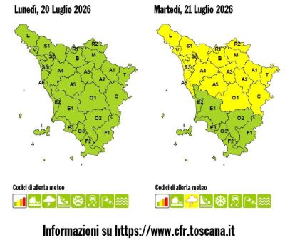 allerta meteo martedì 21 luglio 2026