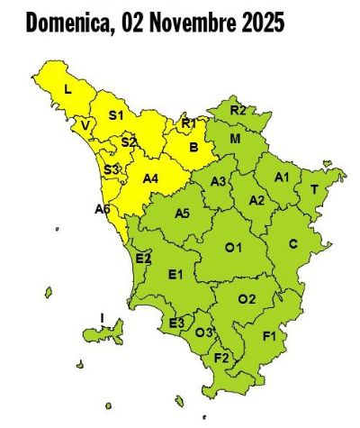 allerta meteo  domenica 2 novembre 2025