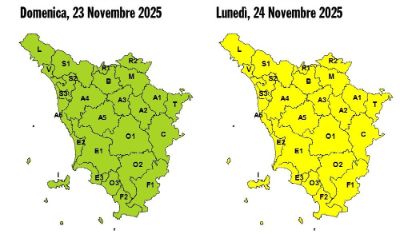 allerta meteo lunedì 24 novembre 2025
