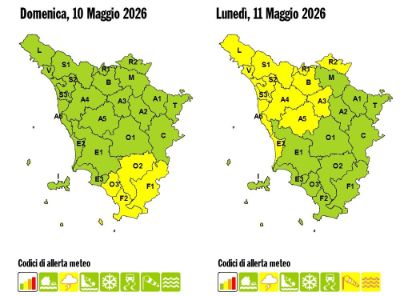 allerta meteo lunedi 11 maggio 2026