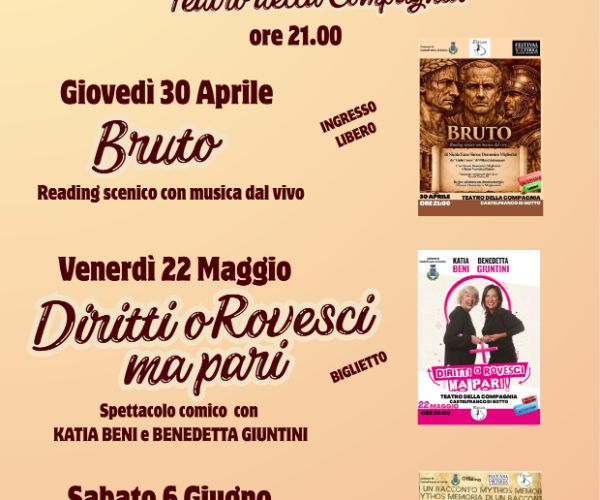 Venerdì prossimo, 22 maggio al teatro della Compagnia